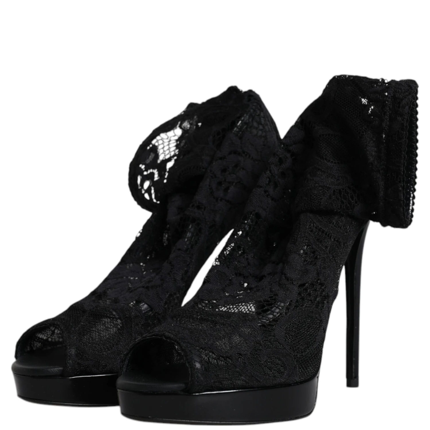 Black Stretch Taormina Lace Boots Shoes
