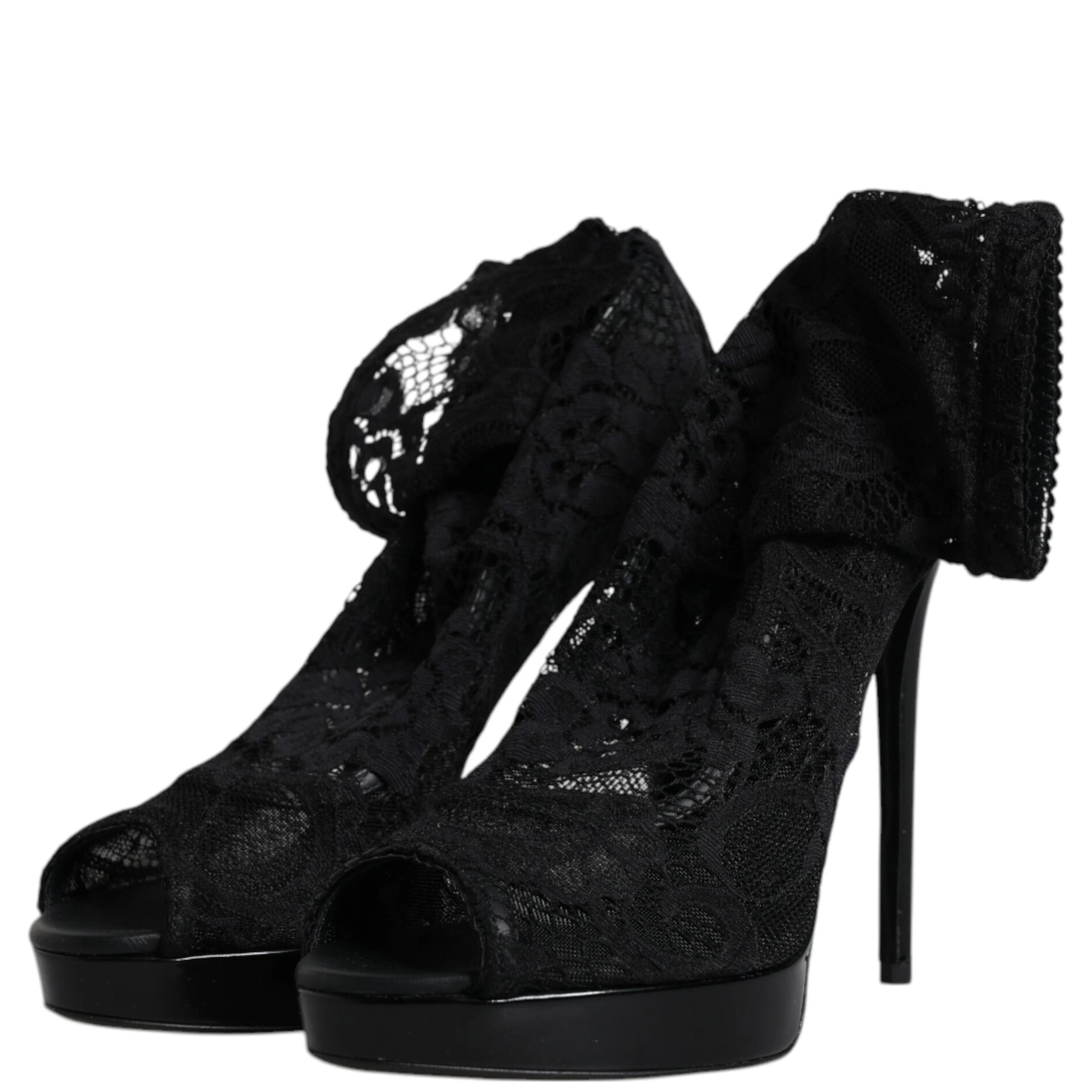 Black Stretch Taormina Lace Boots Shoes