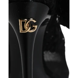 Black Stretch Taormina Lace Boots Shoes