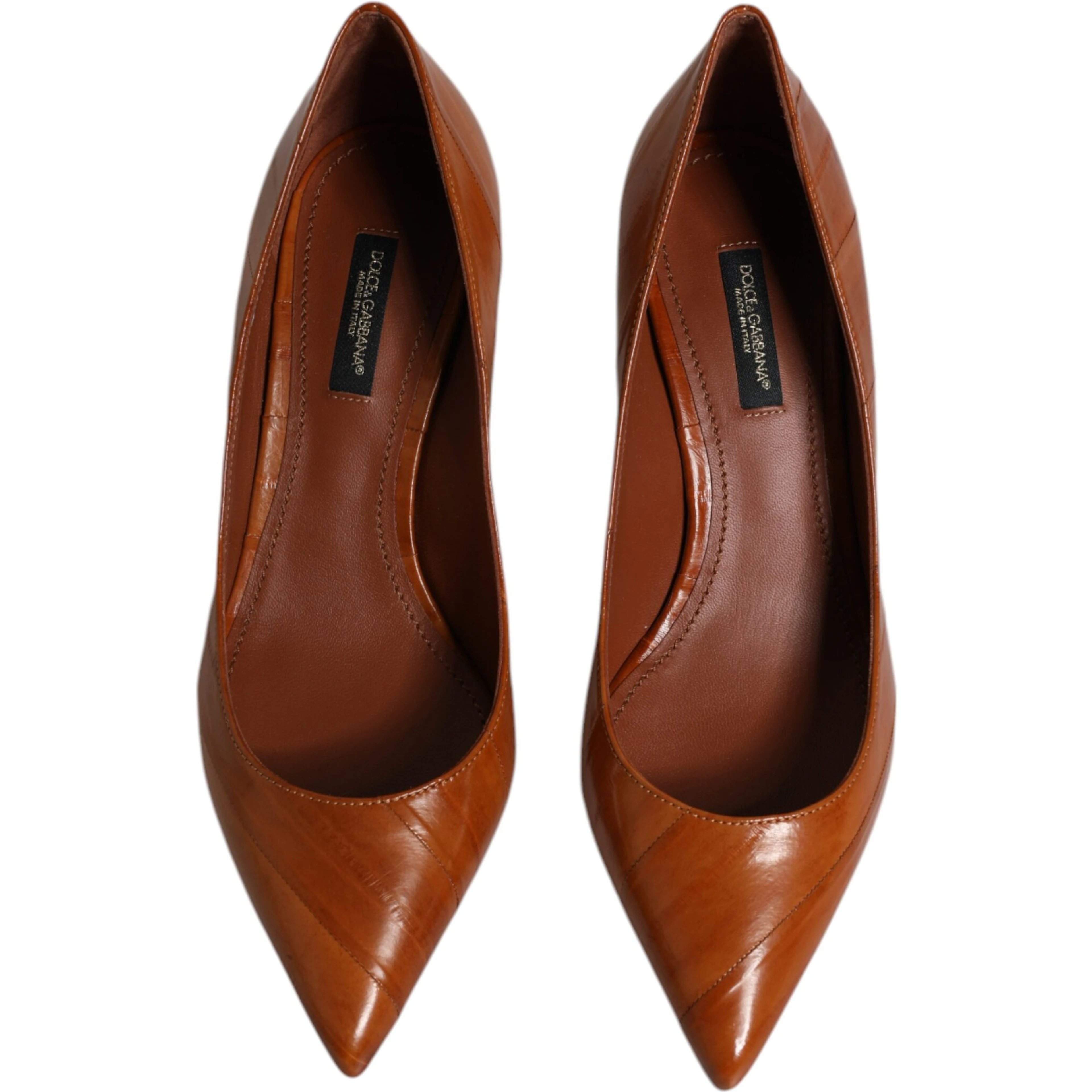 Brown Leather Kitten Heels Pumps Shoes