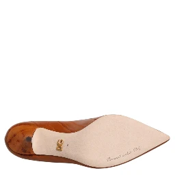 Brown Leather Kitten Heels Pumps Shoes