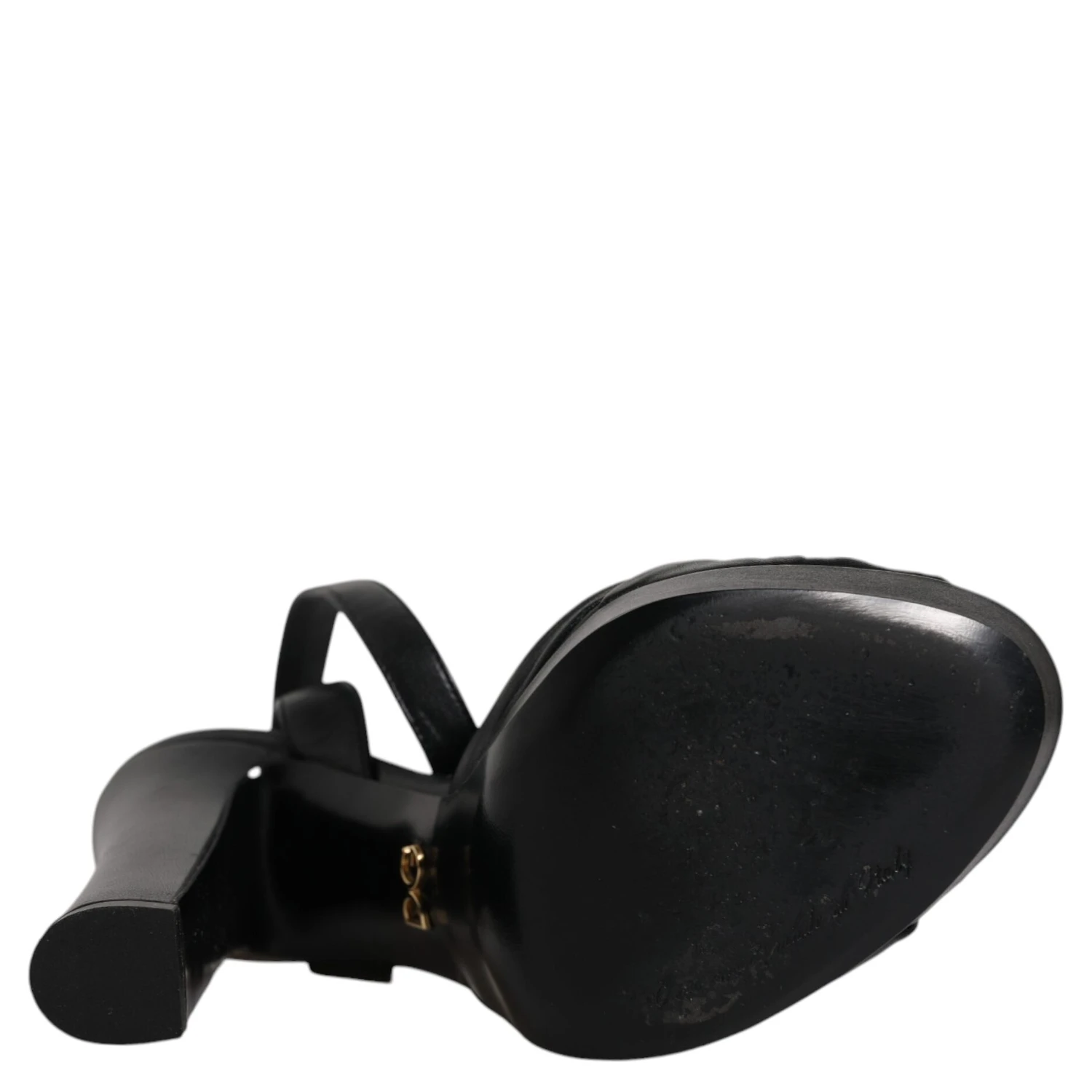 Black Leather Platform Heels Sandals Shoes
