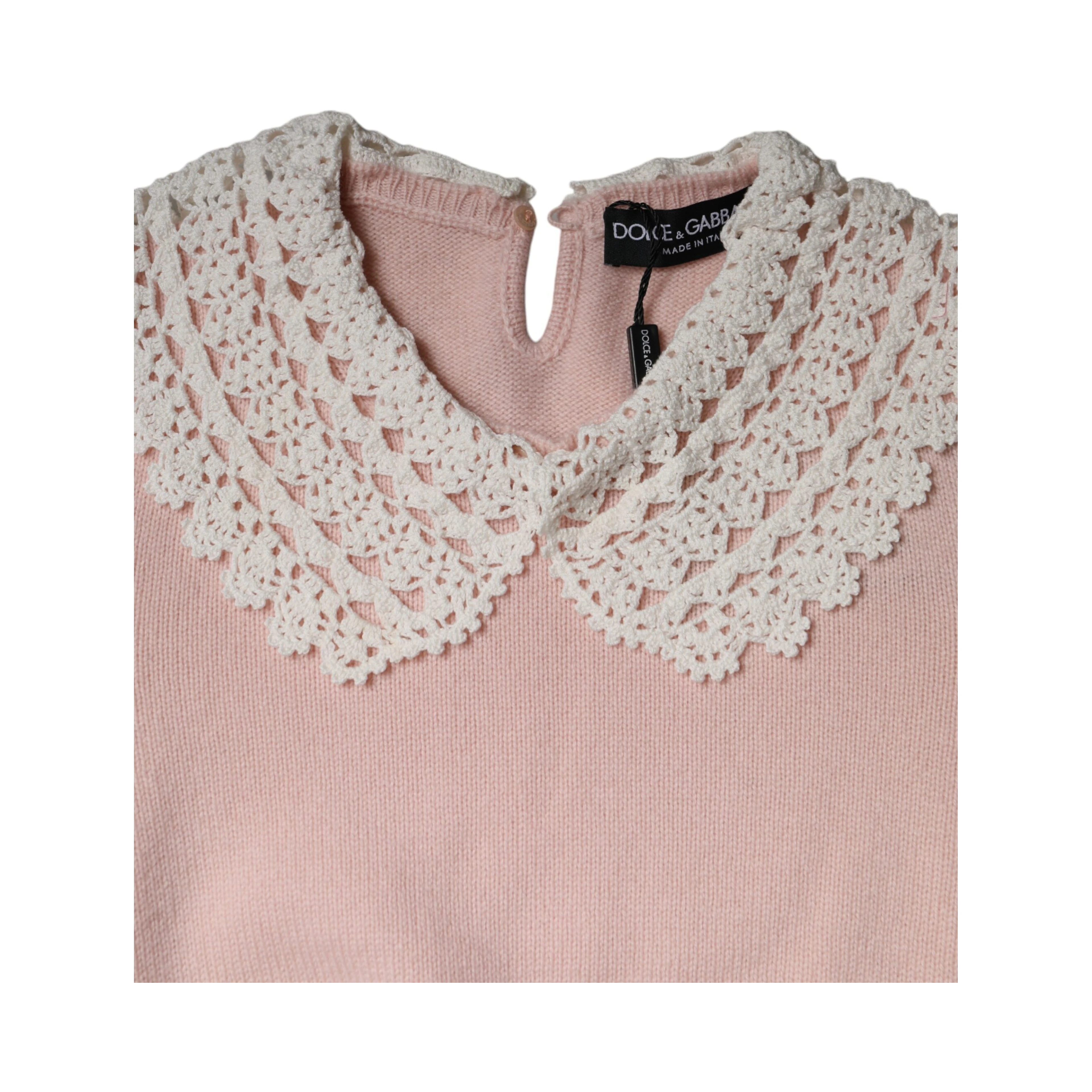 Pink Cashmere Collar Knitted Long Sleeves Top