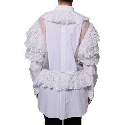 White Cotton Poplin Shirt Dress Blouse Top