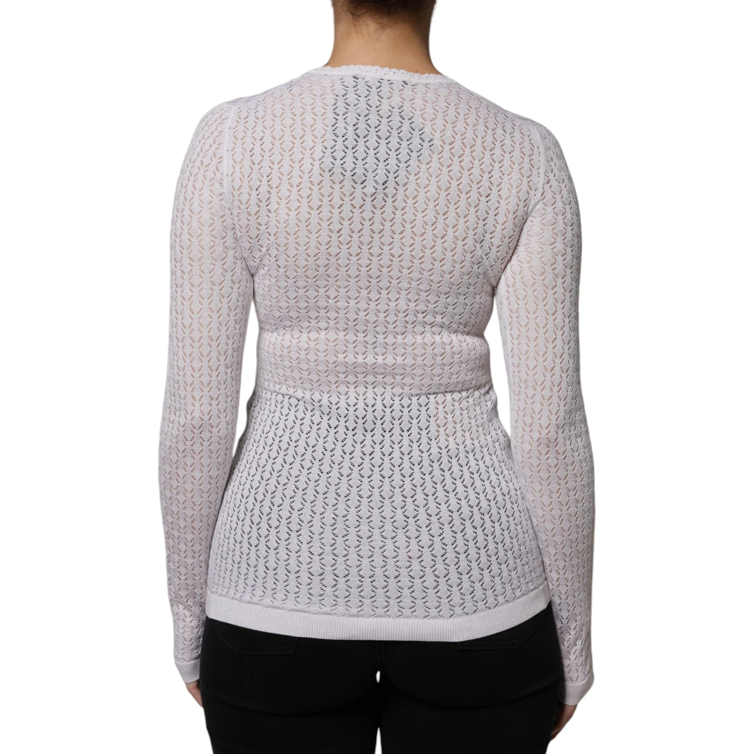 White Silk Button Down Cardigan Sweater