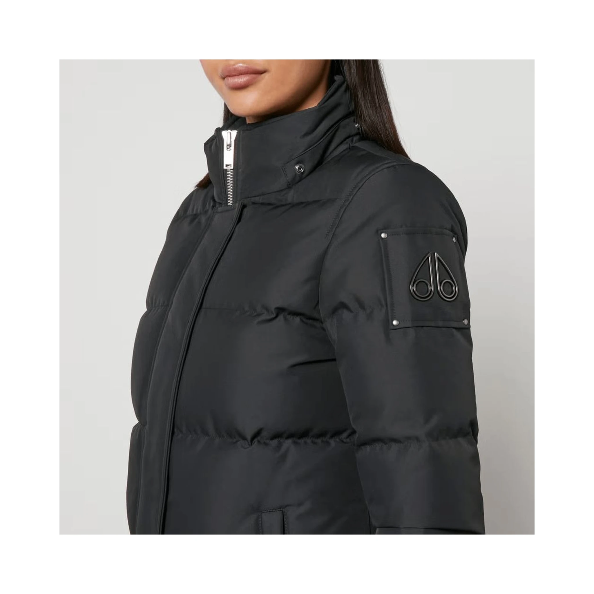 Black Polyester Jacket & Coat