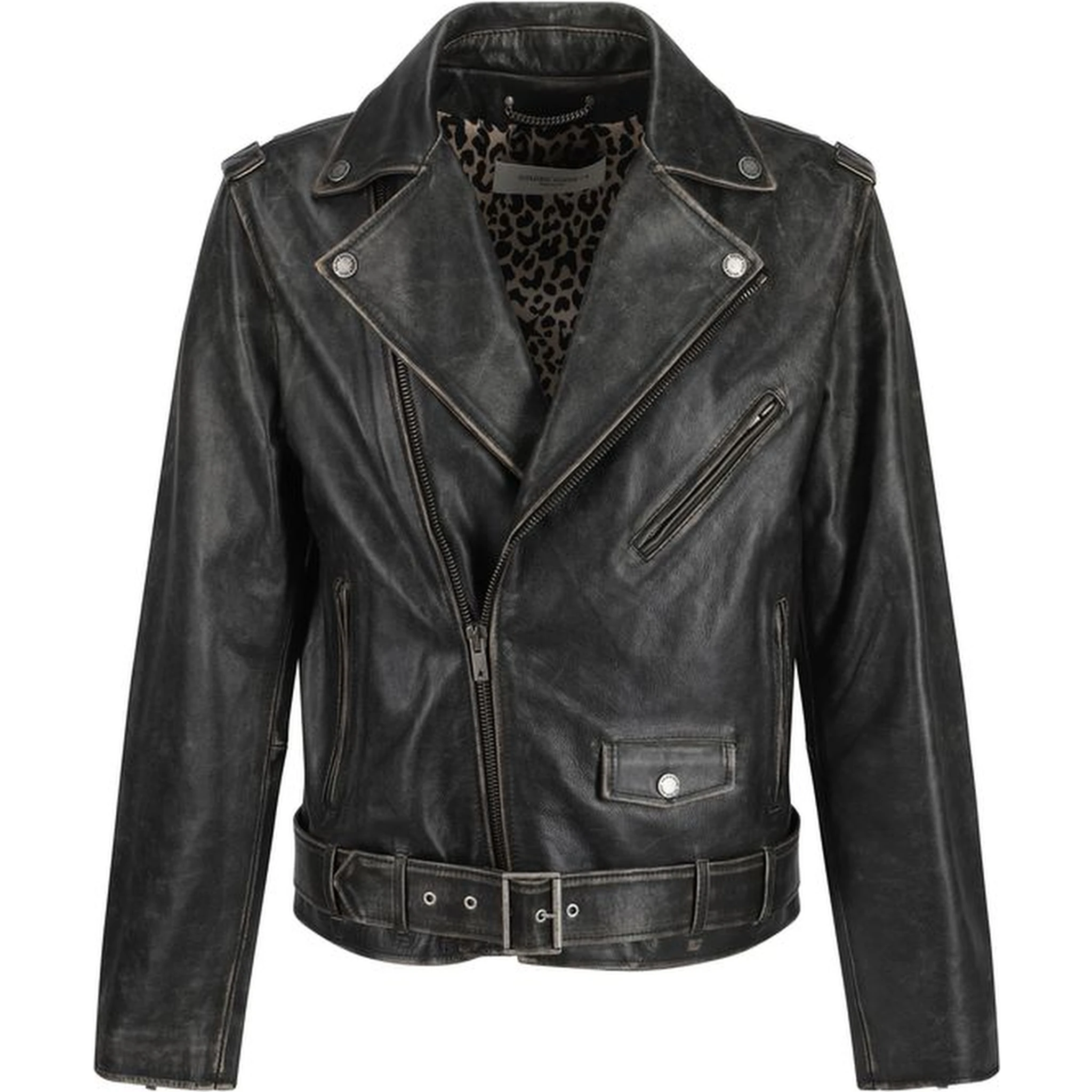 Brown Calf Leather Bos Taurus Biker Jacket