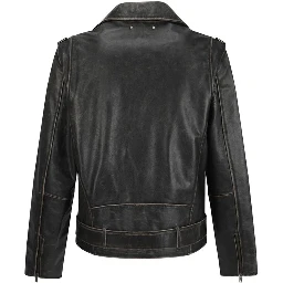 Brown Calf Leather Bos Taurus Biker Jacket