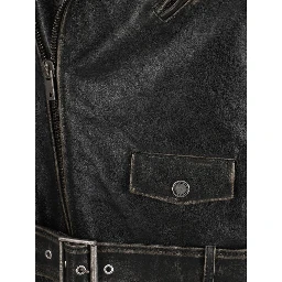 Brown Calf Leather Bos Taurus Biker Jacket