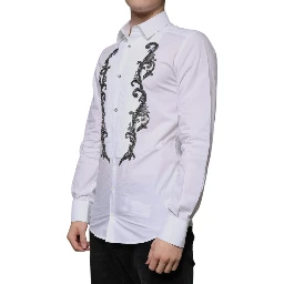 White Slim Fit Baroque GOLD Men Dress Shirt