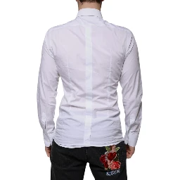 White Slim Fit Baroque GOLD Men Dress Shirt