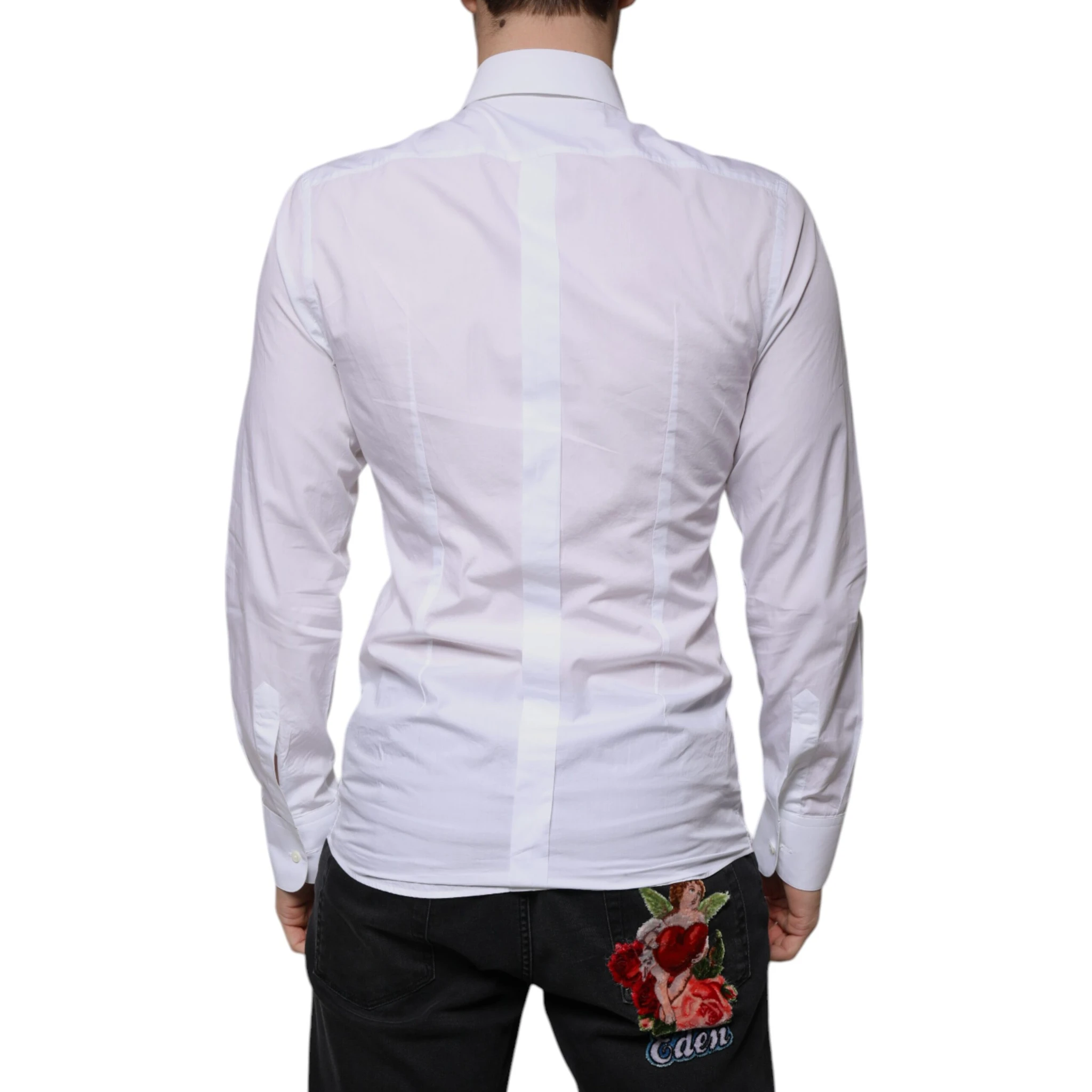 White Slim Fit Baroque GOLD Men Dress Shirt