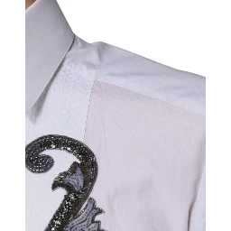 White Slim Fit Baroque GOLD Men Dress Shirt
