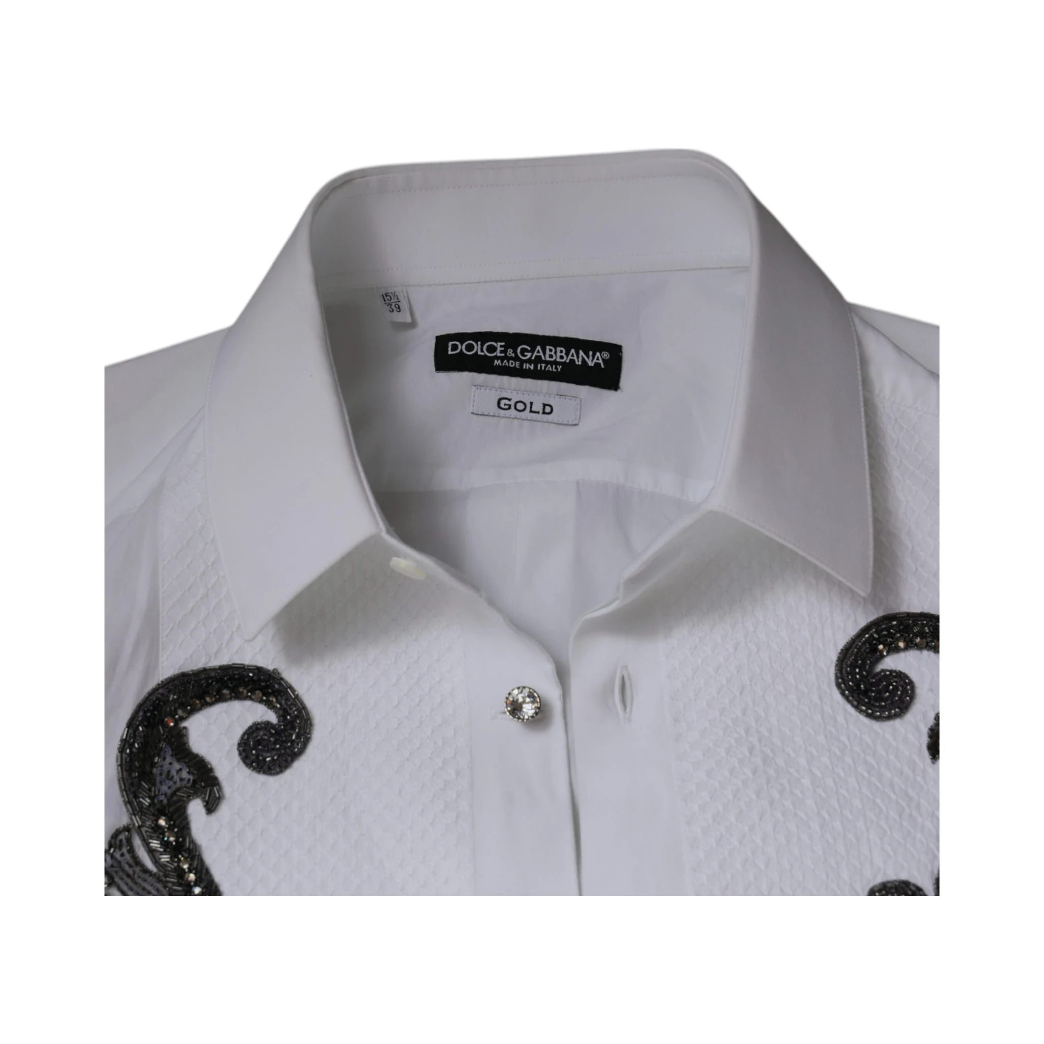 White Slim Fit Baroque GOLD Men Dress Shirt