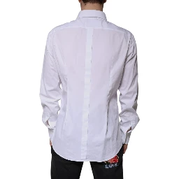 White Cotton Long Sleeve GOLD Dress Shirt