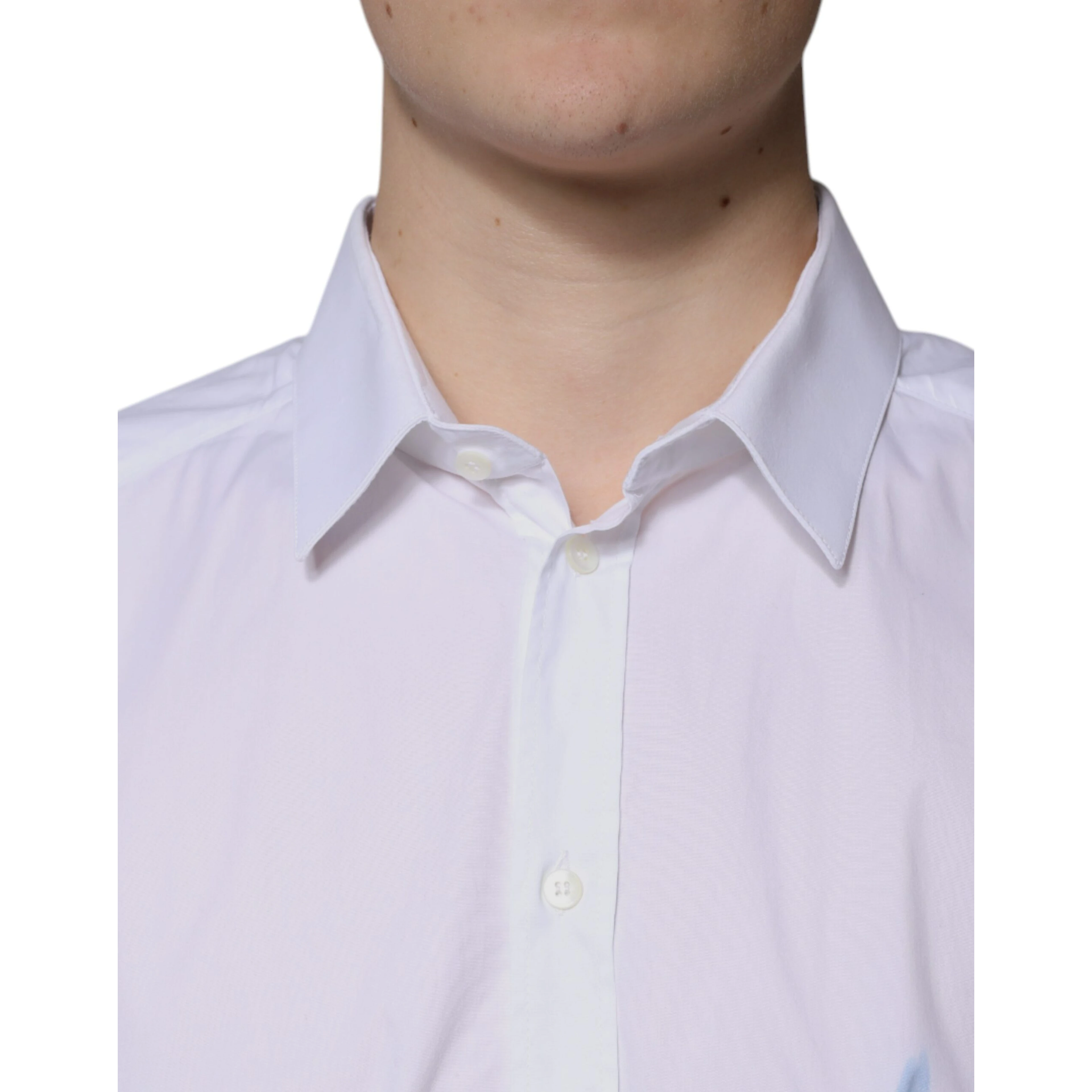 White Cotton Long Sleeve GOLD Dress Shirt