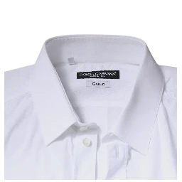 White Cotton Long Sleeve GOLD Dress Shirt
