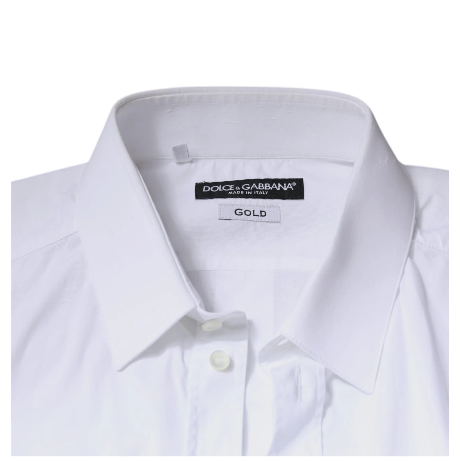 White Cotton Long Sleeve GOLD Dress Shirt