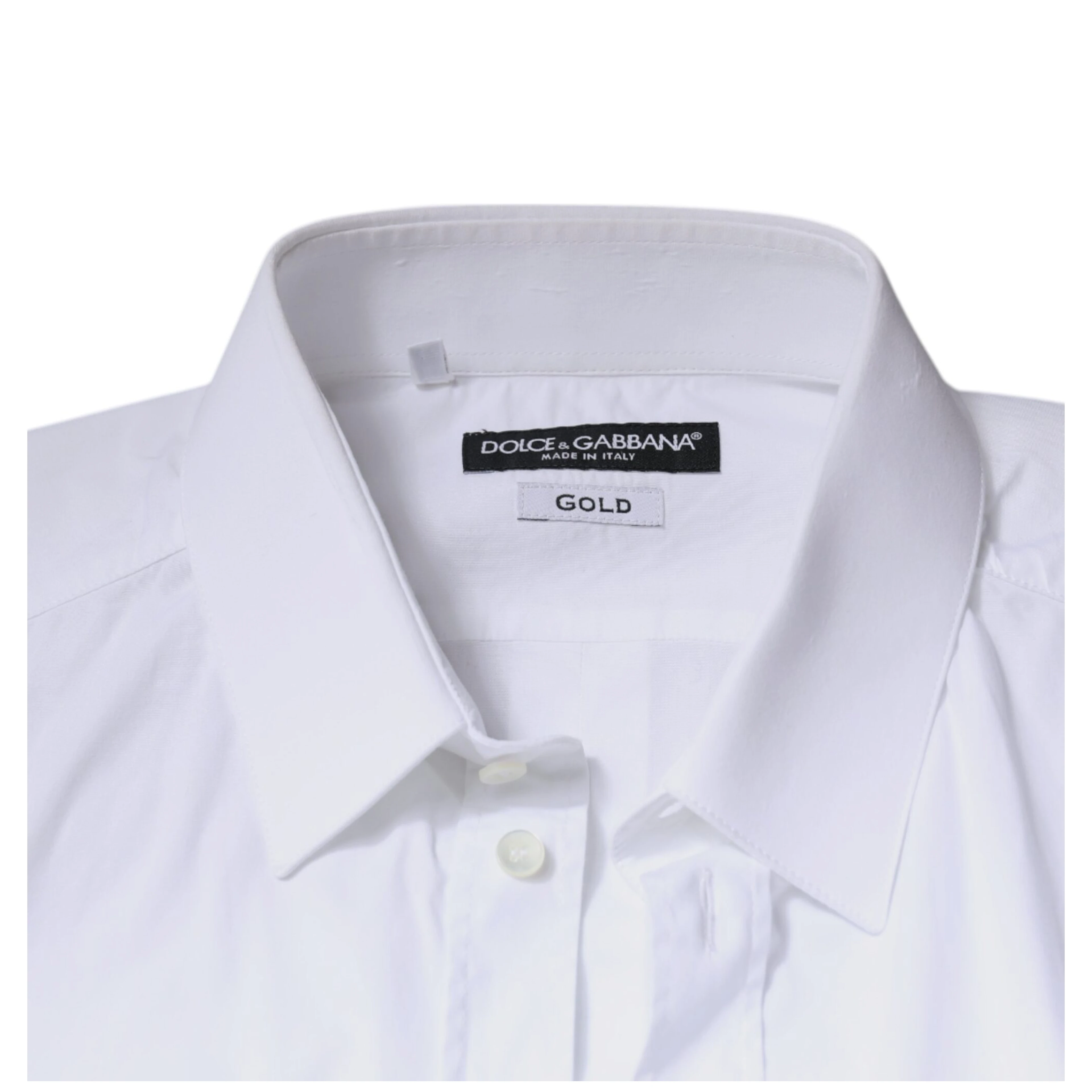 White Cotton Long Sleeve GOLD Dress Shirt