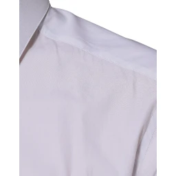 White Cotton Logo Formal Men GOLD Dress Shirt