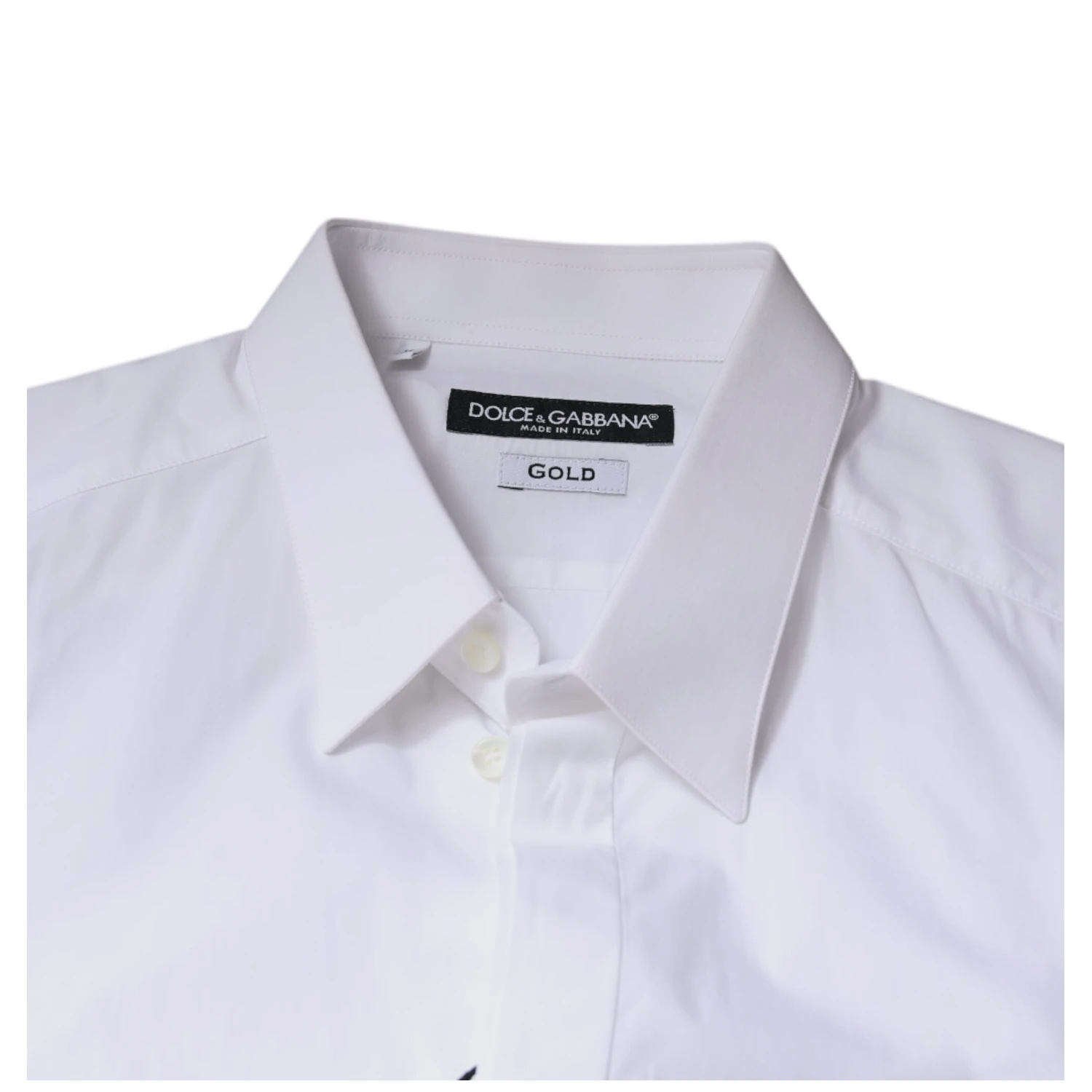 White Cotton Logo Formal Men GOLD Dress Shirt