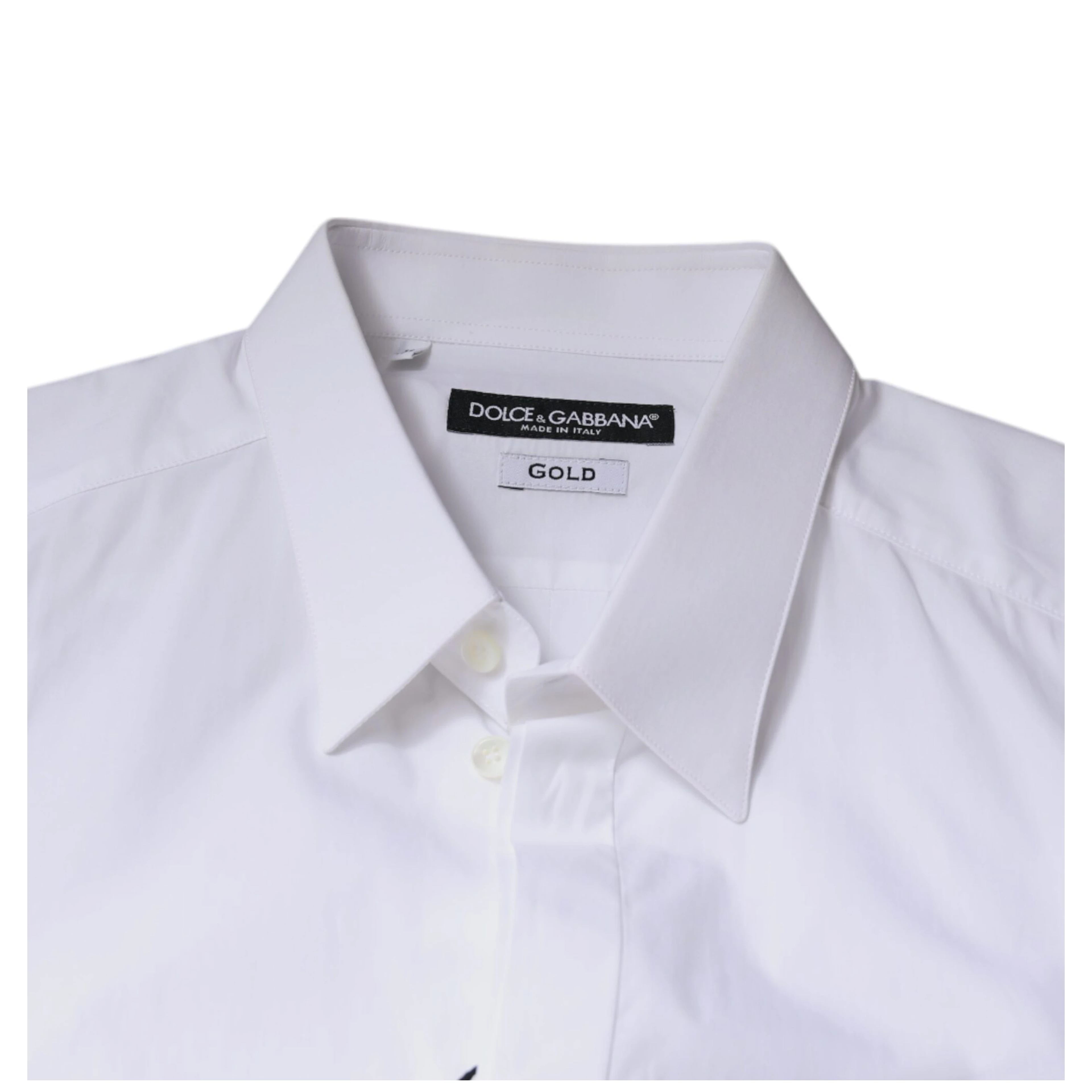 White Cotton Logo Formal Men GOLD Dress Shirt
