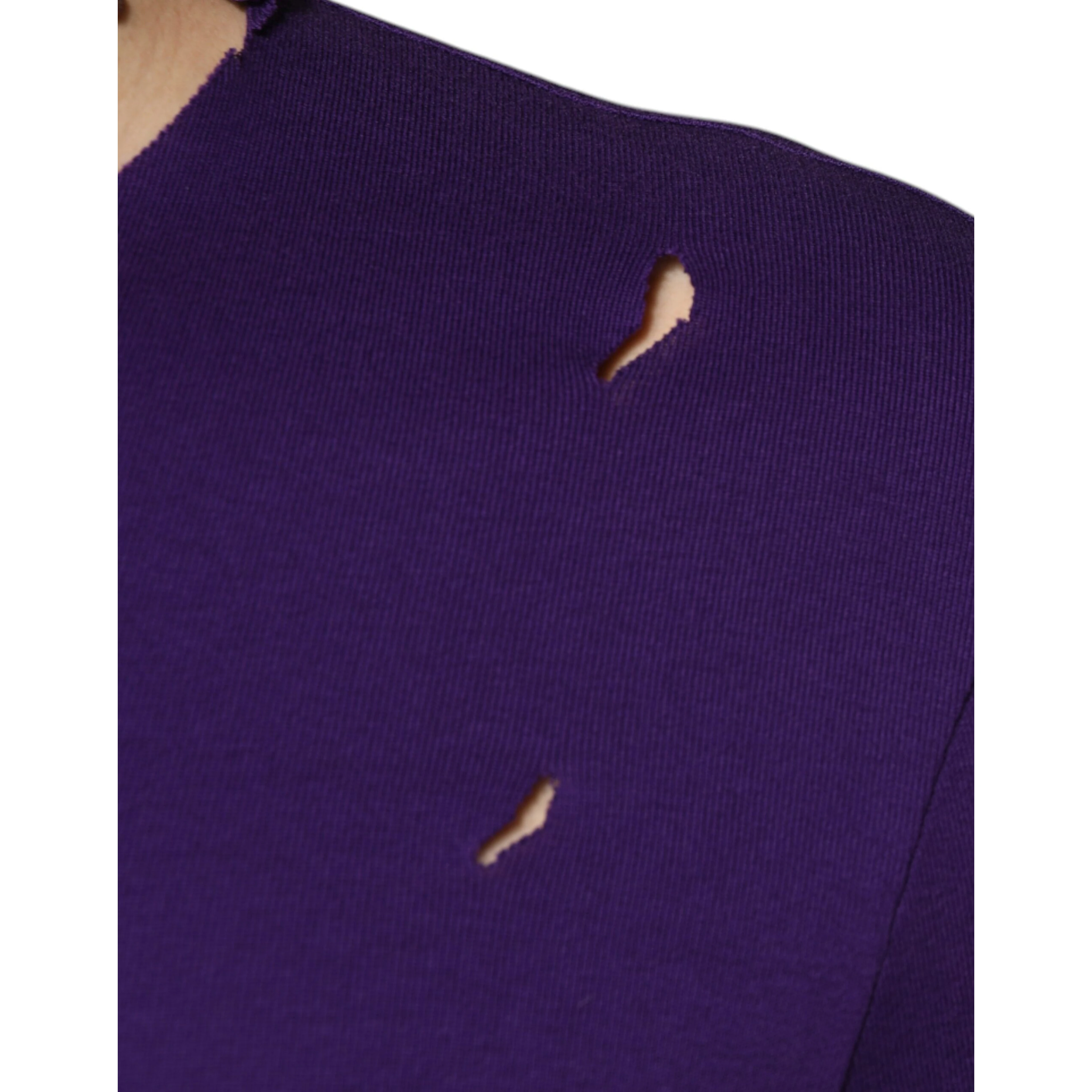Purple Cotton Round Neck Pullover Men Sweater