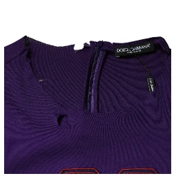 Purple Cotton Round Neck Pullover Men Sweater