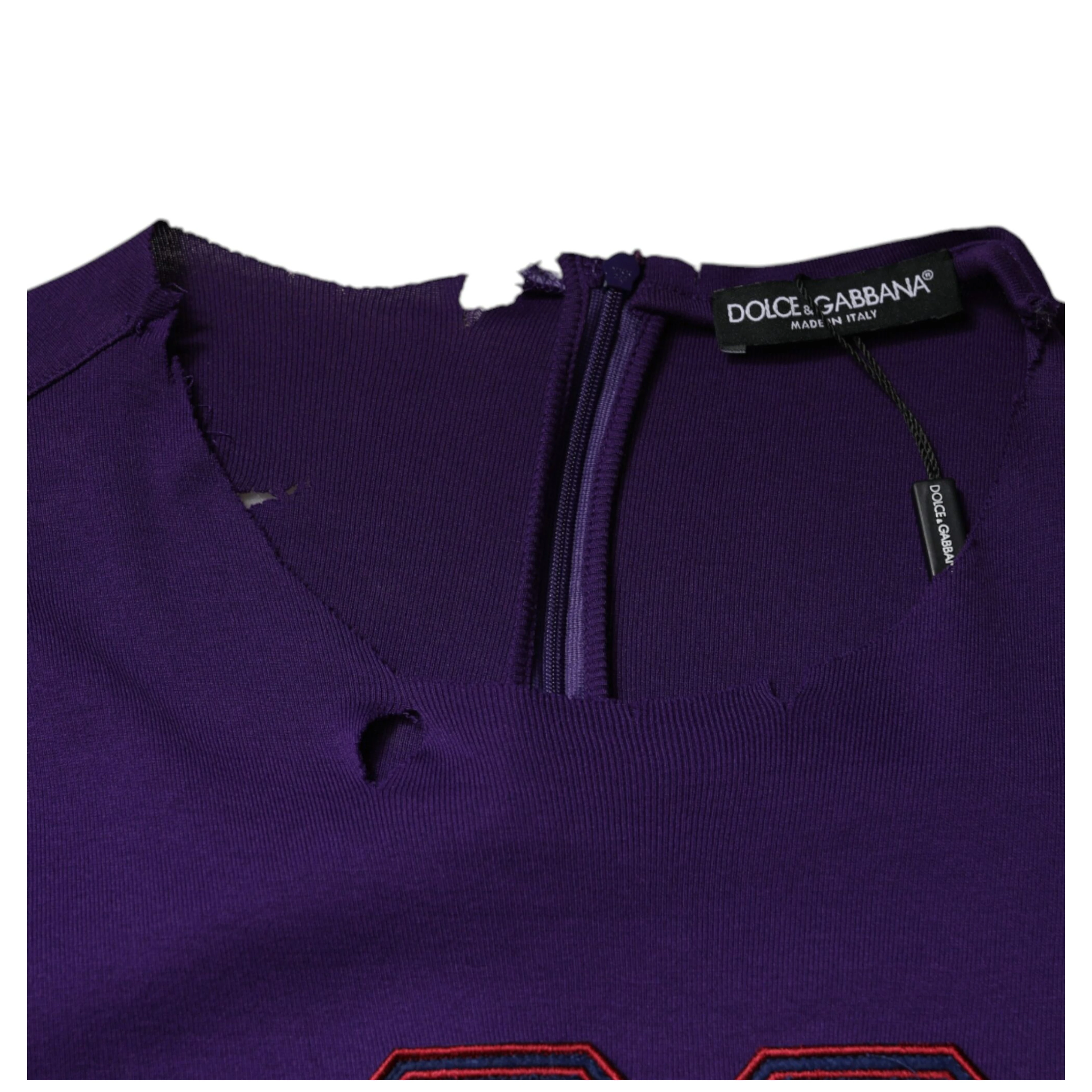 Purple Cotton Round Neck Pullover Men Sweater
