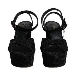 Black Leopard Platform Heels Sandals Shoes