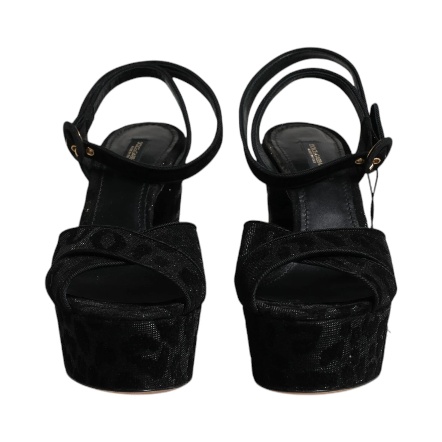 Black Leopard Platform Heels Sandals Shoes