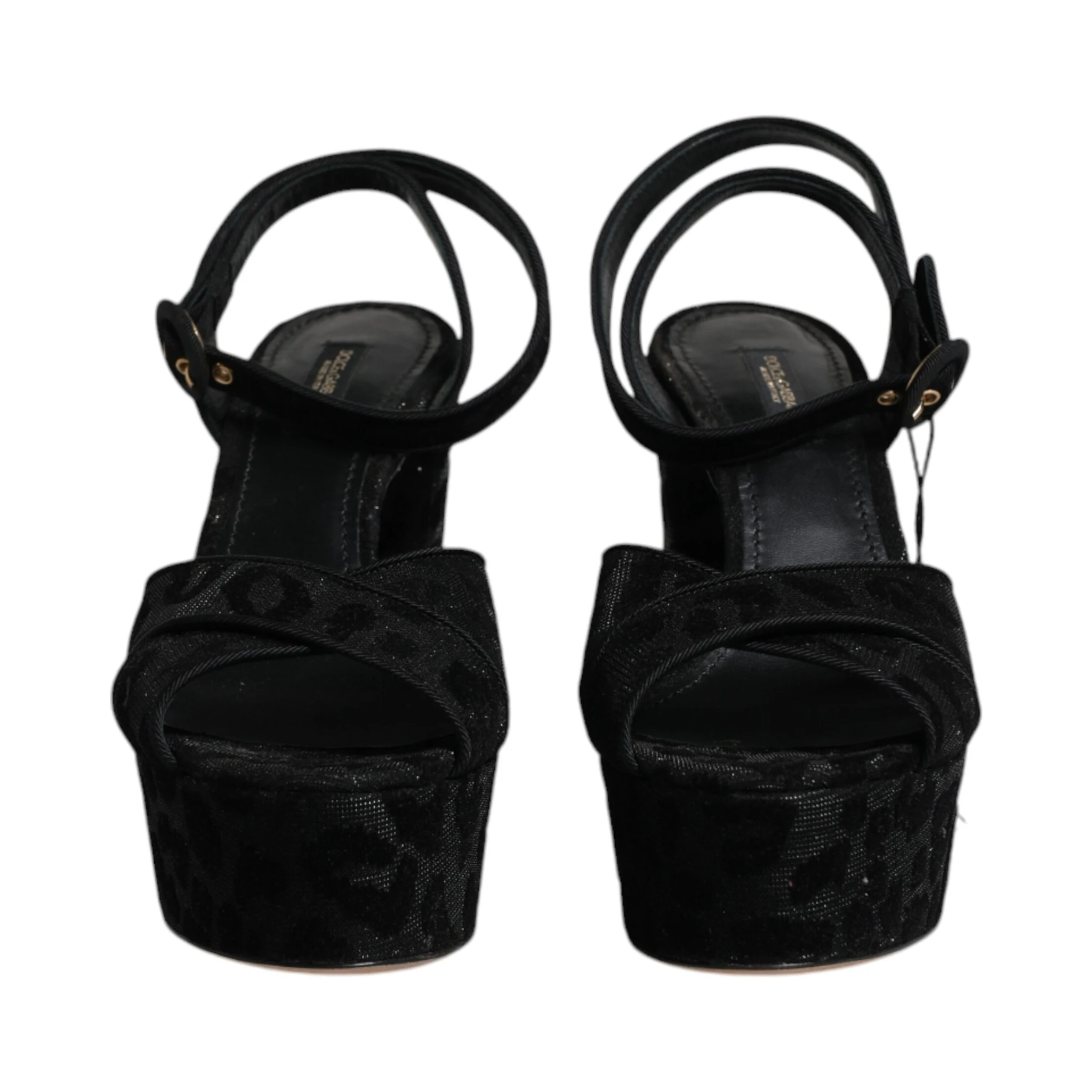 Black Leopard Platform Heels Sandals Shoes