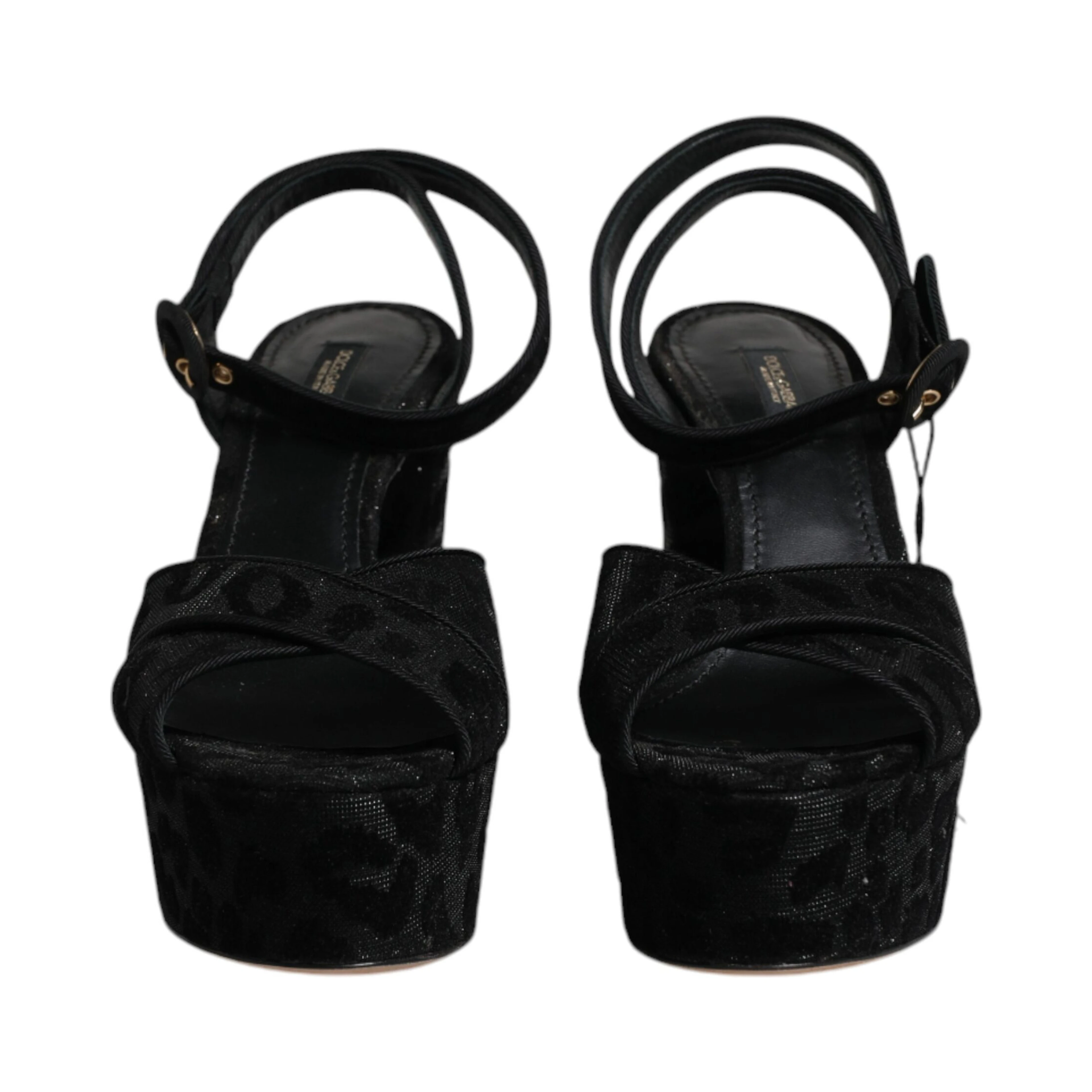 Black Leopard Platform Heels Sandals Shoes