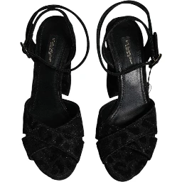 Black Leopard Platform Heels Sandals Shoes