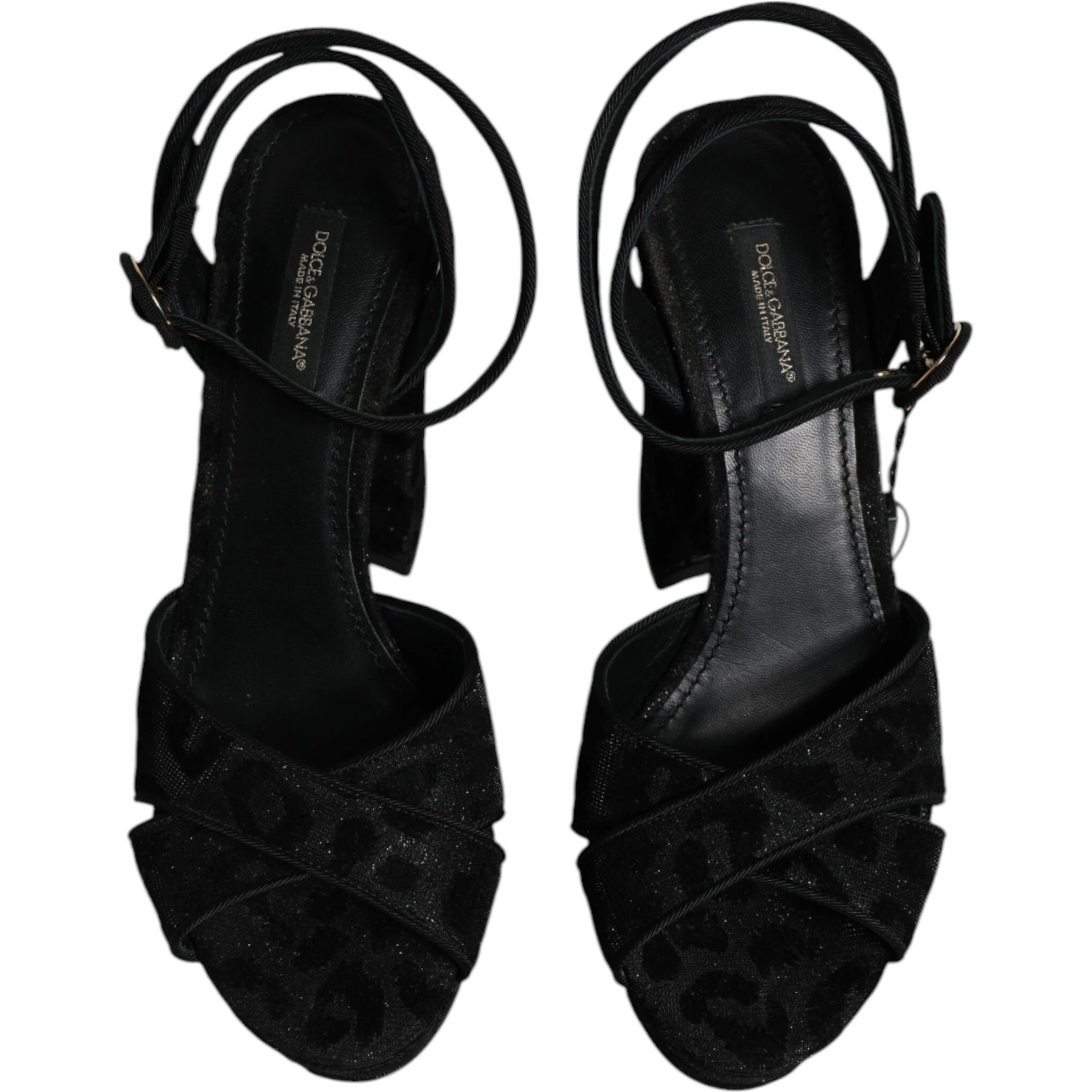 Black Leopard Platform Heels Sandals Shoes
