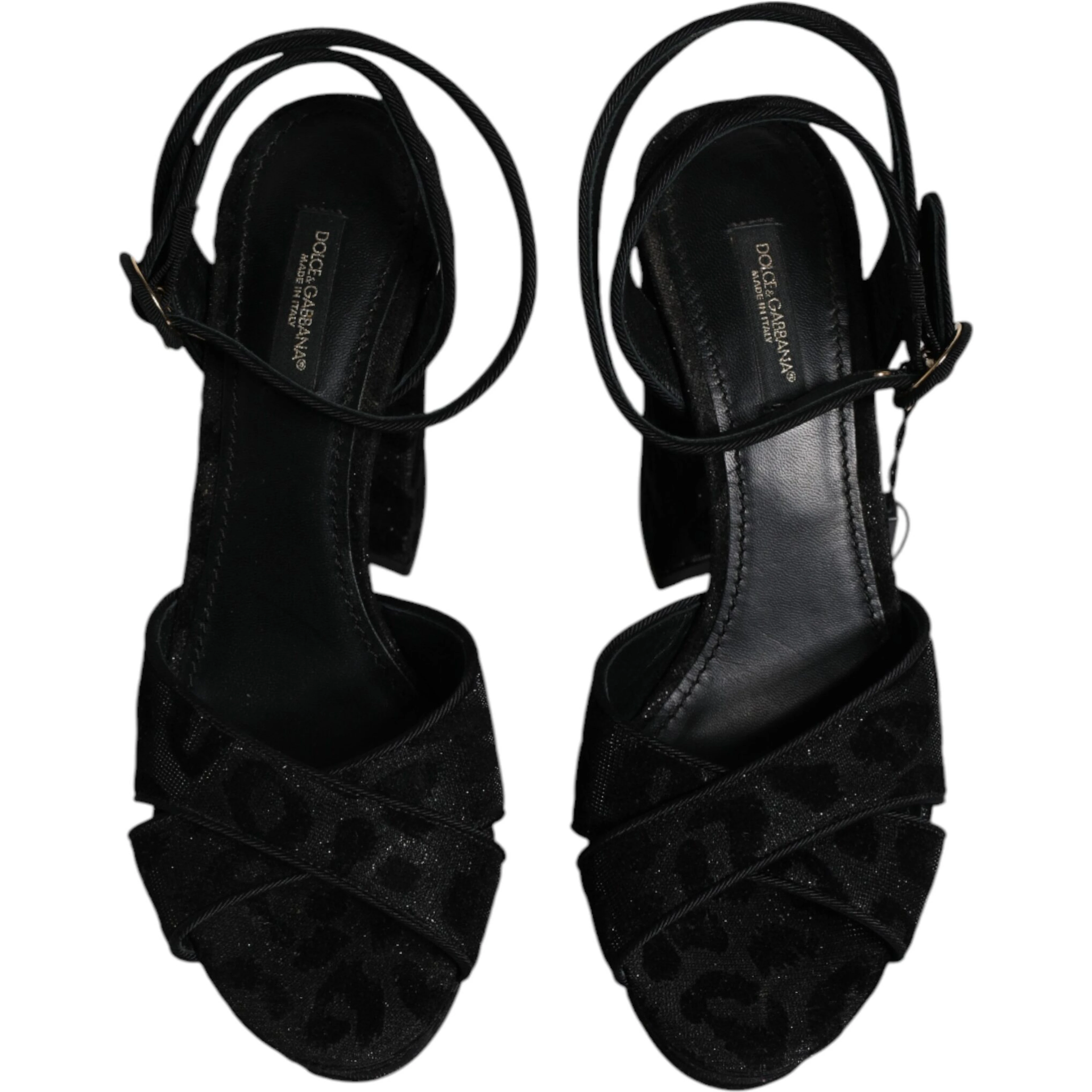 Black Leopard Platform Heels Sandals Shoes