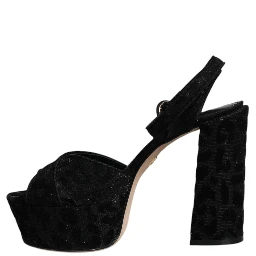 Black Leopard Platform Heels Sandals Shoes