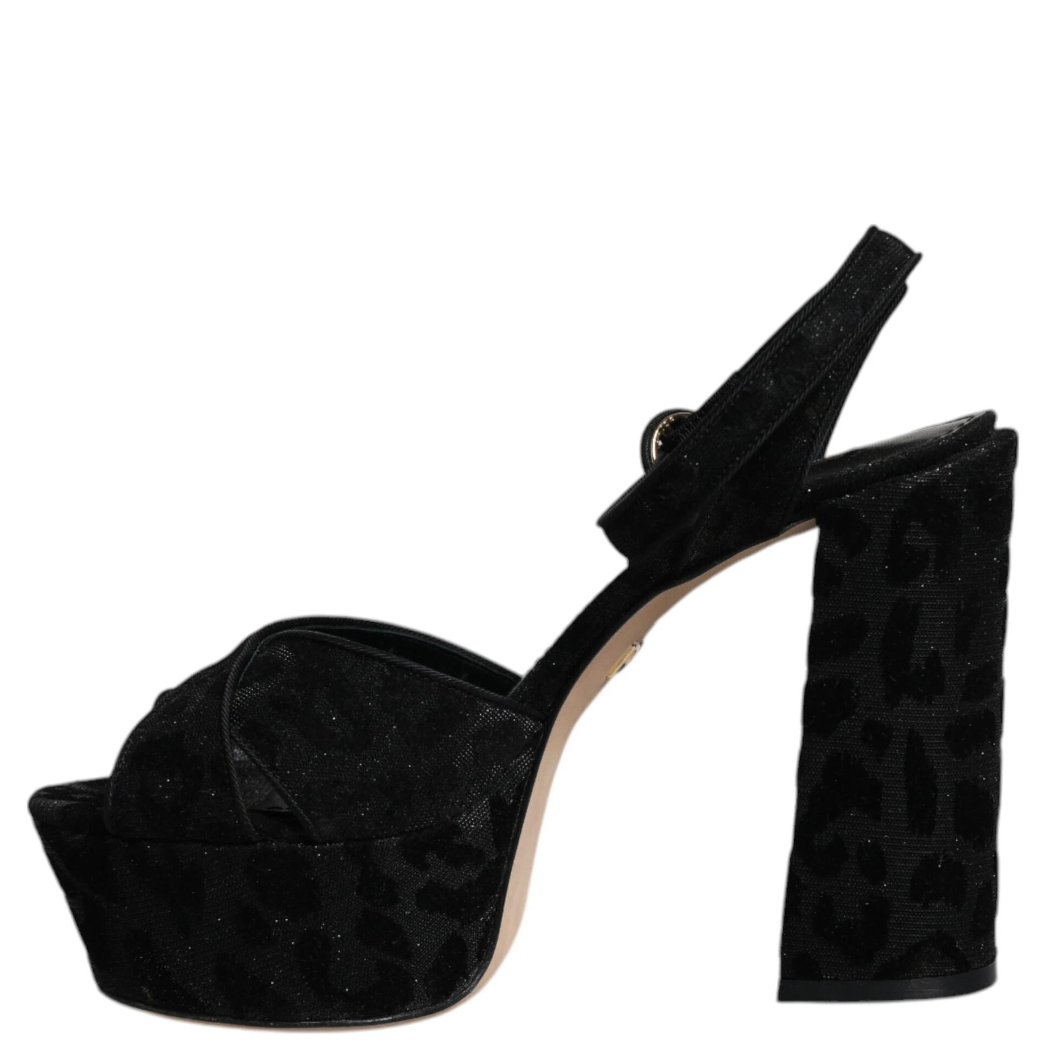 Black Leopard Platform Heels Sandals Shoes
