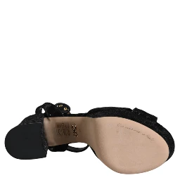 Black Leopard Platform Heels Sandals Shoes