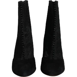 Black Mesh Stiletto Heels Ankle Boots Shoes