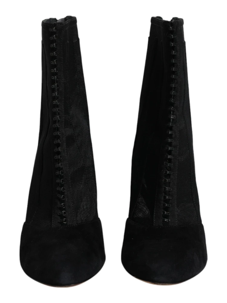 Black Mesh Stiletto Heels Ankle Boots Shoes alternative