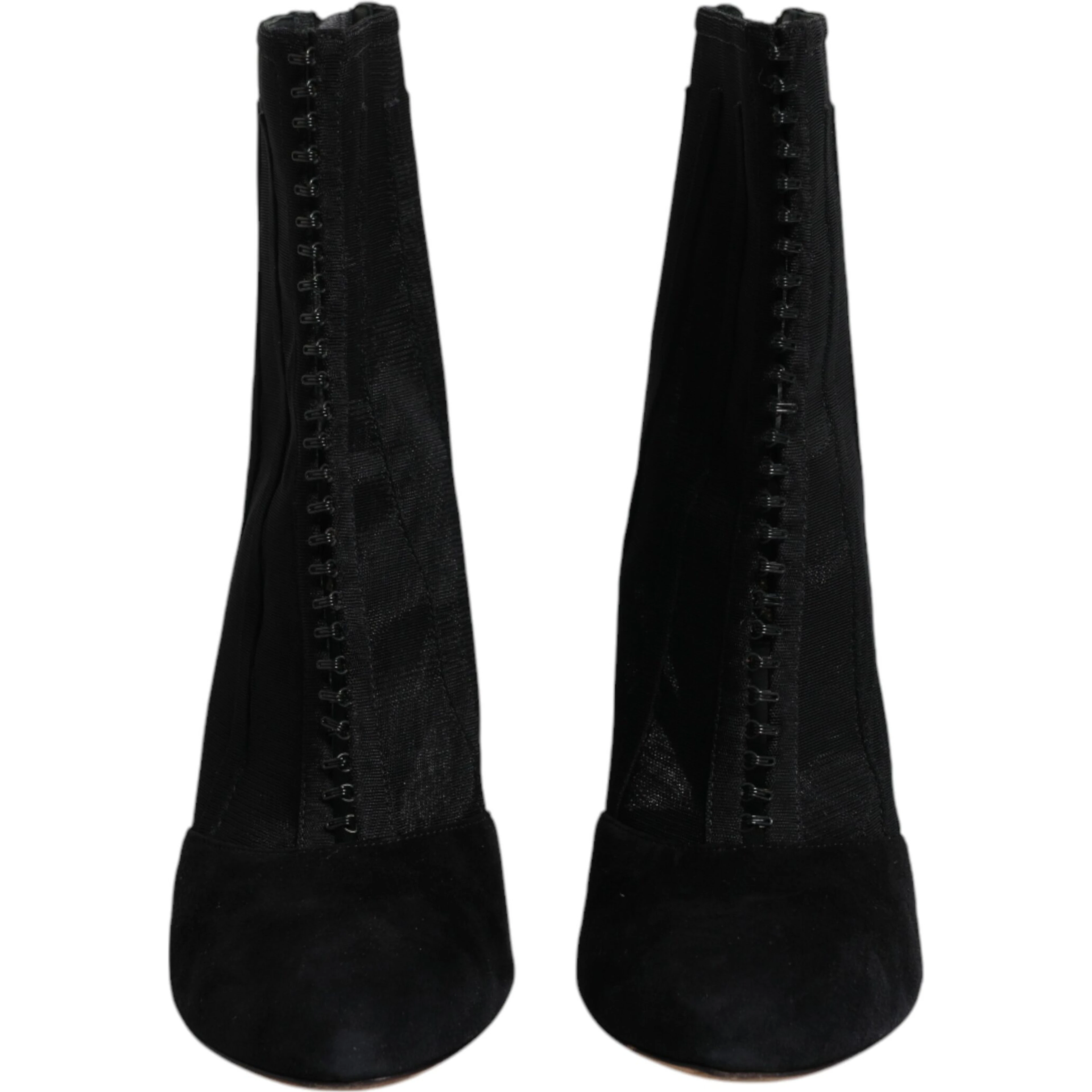 Black Mesh Stiletto Heels Ankle Boots Shoes