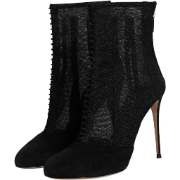 Black Mesh Stiletto Heels Ankle Boots Shoes
