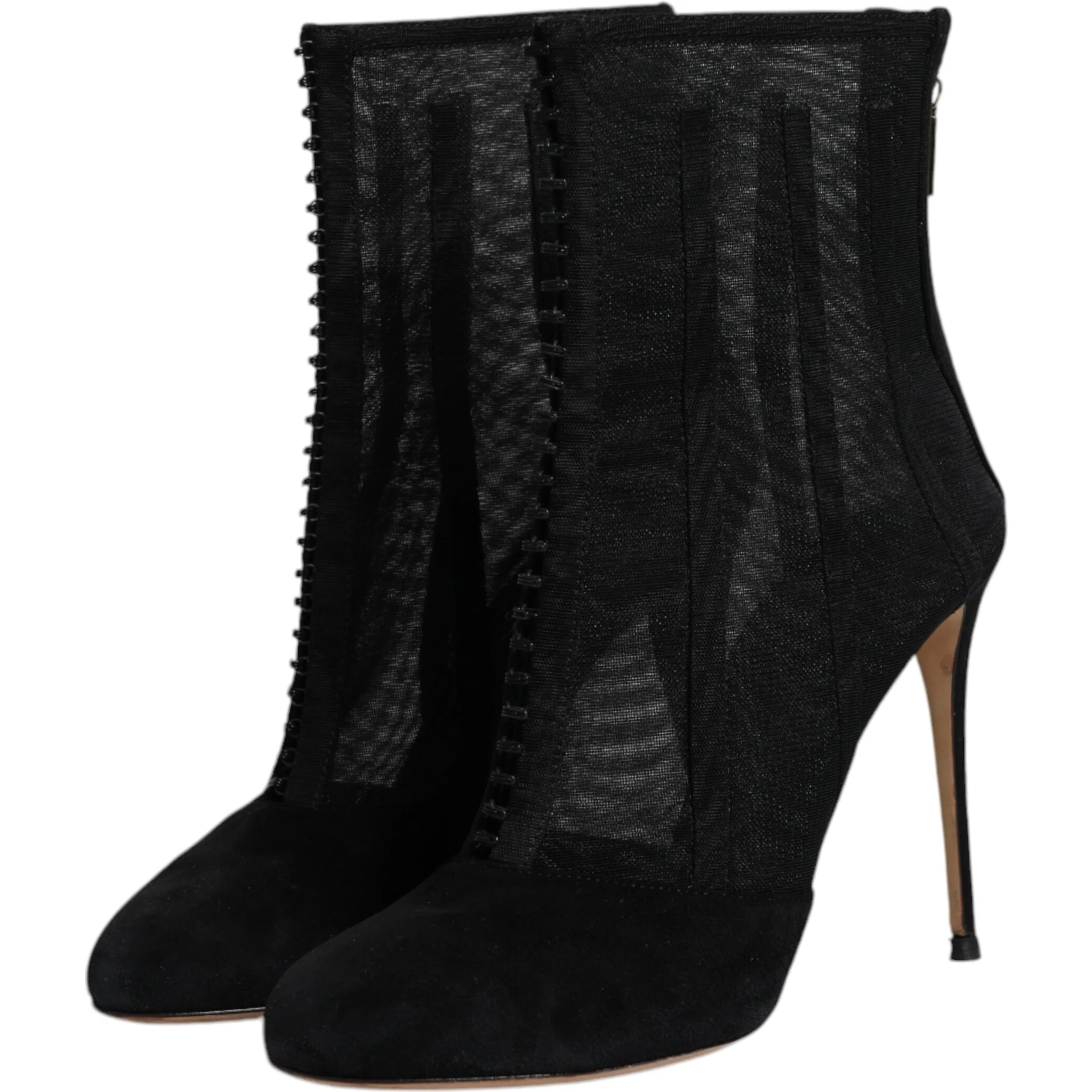 Black Mesh Stiletto Heels Ankle Boots Shoes