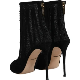 Black Mesh Stiletto Heels Ankle Boots Shoes