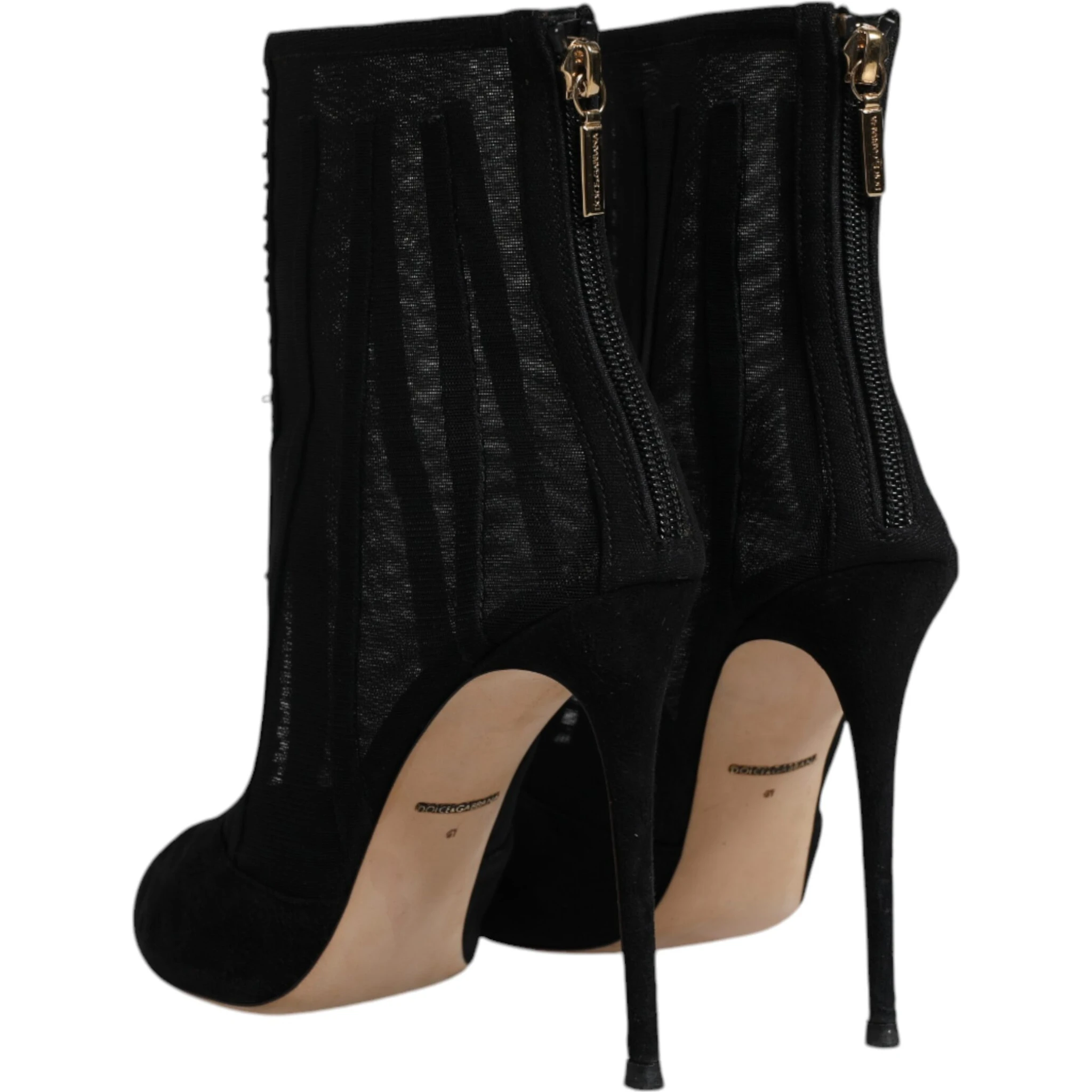 Black Mesh Stiletto Heels Ankle Boots Shoes
