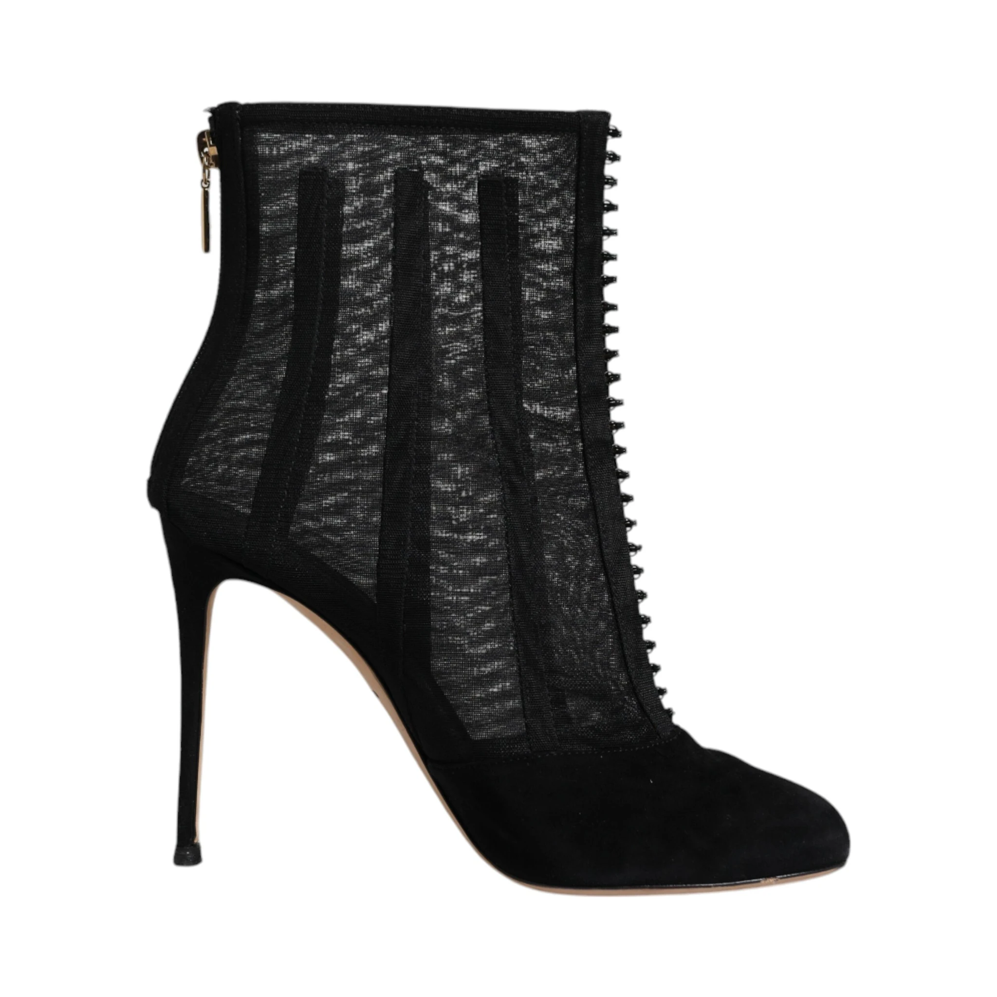 Black Mesh Stiletto Heels Ankle Boots Shoes