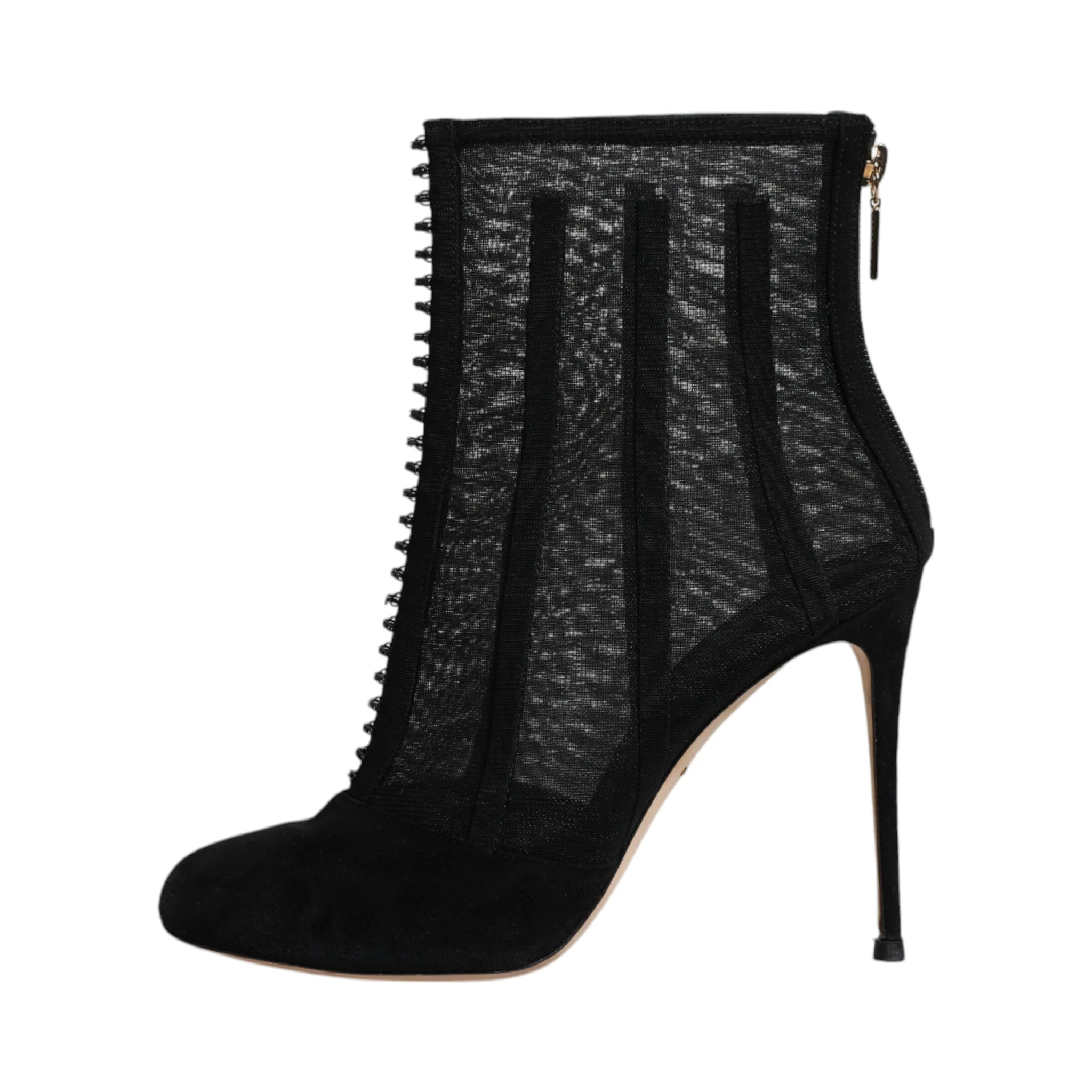 Black Mesh Stiletto Heels Ankle Boots Shoes
