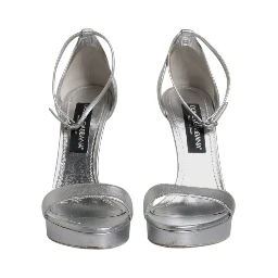Silver Leather Platform Keira Sandals Shoes