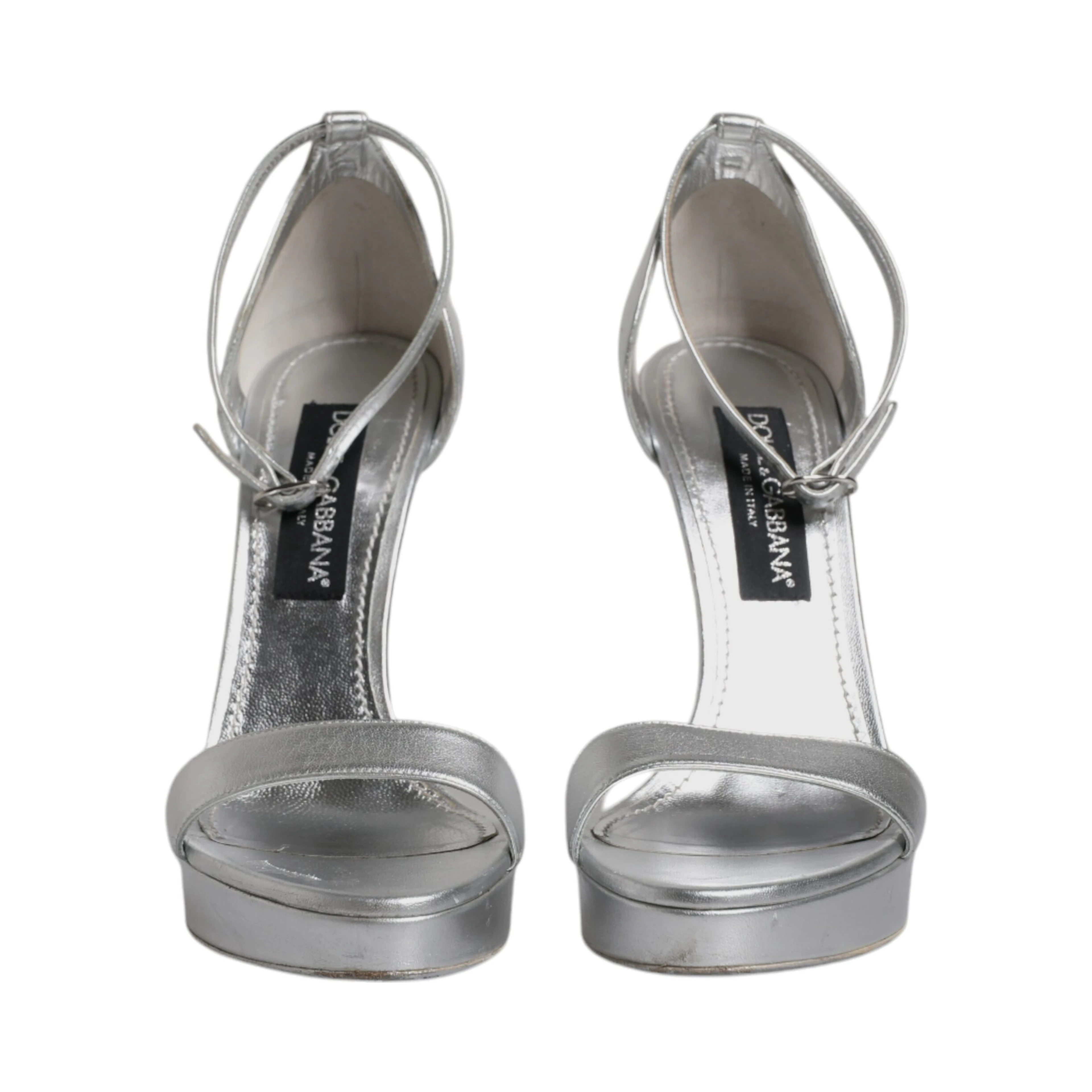 Silver Leather Platform Keira Sandals Shoes